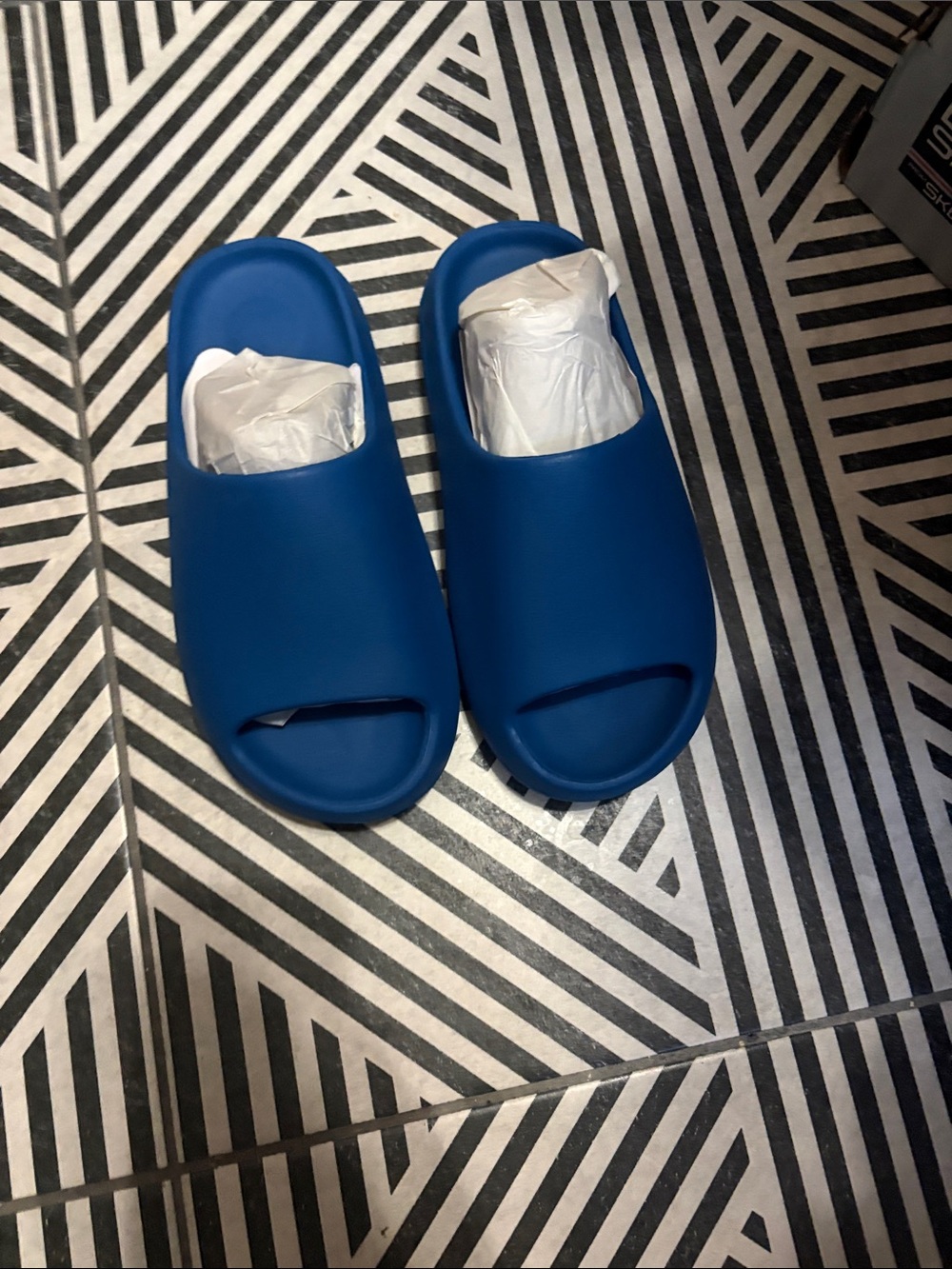 Men Blue Slip-On Slide Sandals